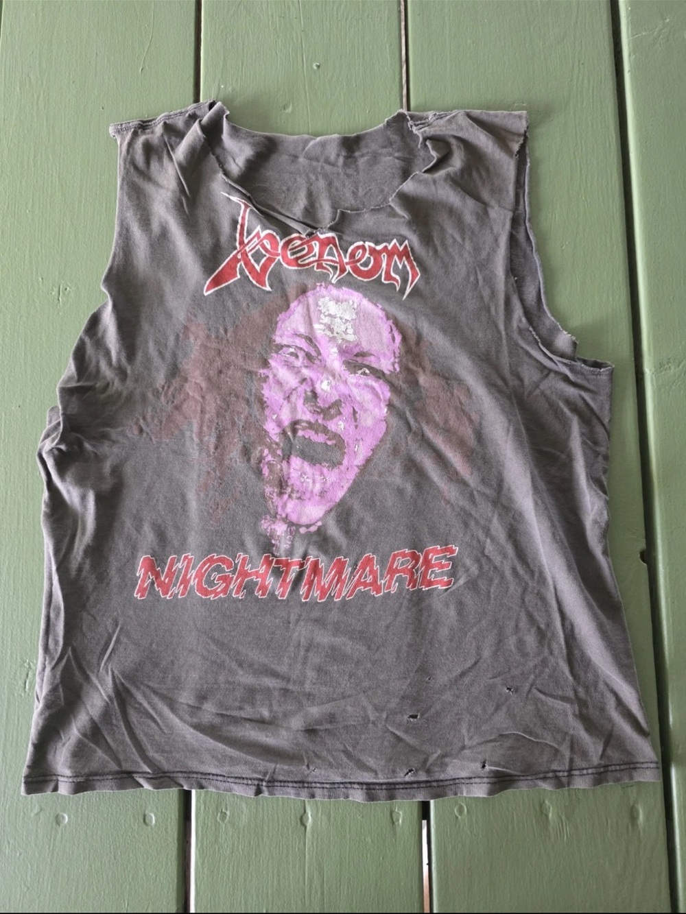 Vintage 80s Venom Nightmare Tour USA Band Metal Chopped Thrash Shirt Faded L